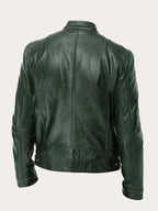 Aiden | Men's Classic Biker-Style Zip-Up Leather Jacket