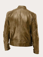 Aiden | Men's Classic Biker-Style Zip-Up Leather Jacket