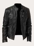 Aiden | Men's Classic Biker-Style Zip-Up Leather Jacket
