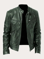 Aiden | Men's Classic Biker-Style Zip-Up Leather Jacket