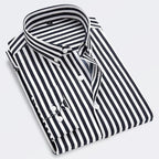 James | Men's Classic Striped Long-Sleeve Button-Down Dress Shirt