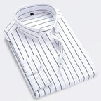 James | Men's Classic Striped Long-Sleeve Button-Down Dress Shirt