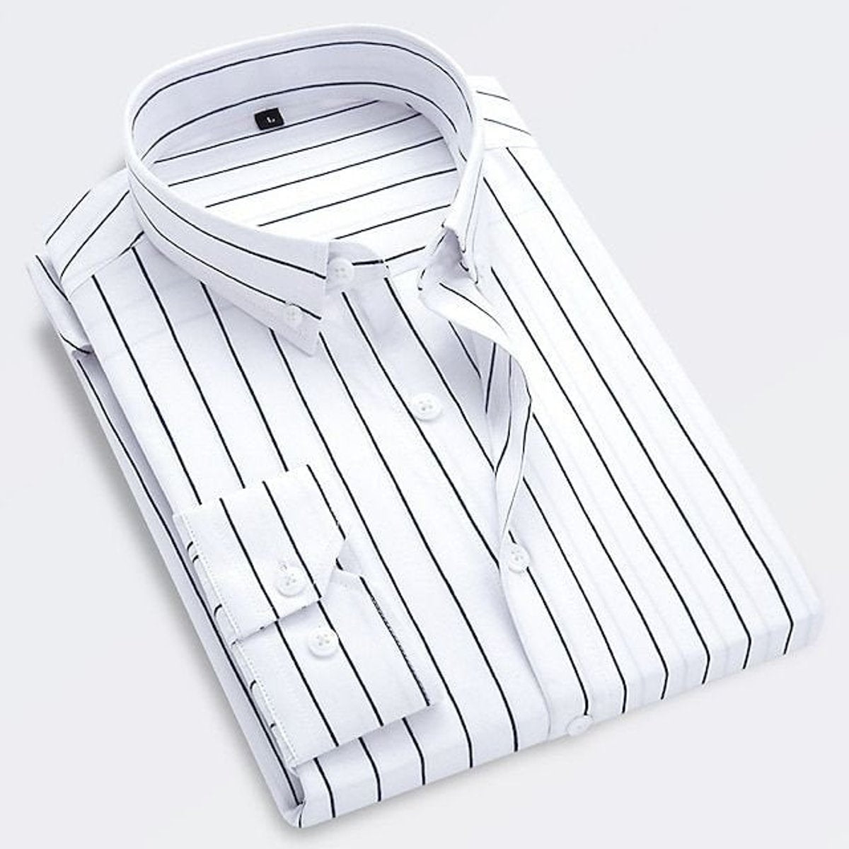 James | Men's Classic Striped Long-Sleeve Button-Down Dress Shirt