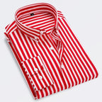 James | Men's Classic Striped Long-Sleeve Button-Down Dress Shirt
