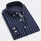 James | Men's Classic Striped Long-Sleeve Button-Down Dress Shirt