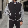 Henry | Men's Classic Varsity Bomber Jacket Snap-Front Ribbed Collar