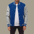 Henry | Men's Classic Varsity Bomber Jacket Snap-Front Ribbed Collar