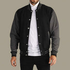Henry | Men's Classic Varsity Bomber Jacket Snap-Front Ribbed Collar