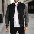 Henry | Men's Classic Varsity Bomber Jacket Snap-Front Ribbed Collar