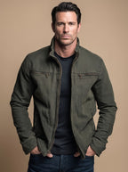 Sebastian | Men's Cotton Stand-Collar Multi-Pocket Zip-Up Jacket