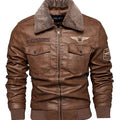 Owen | Men's Faux Leather Aviator Bomber Jacket Sherpa Collar