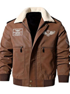 Sebastian | Men's Faux Leather Aviator Bomber Jacket Sherpa Collar
