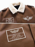Sebastian | Men's Faux Leather Aviator Bomber Jacket Sherpa Collar