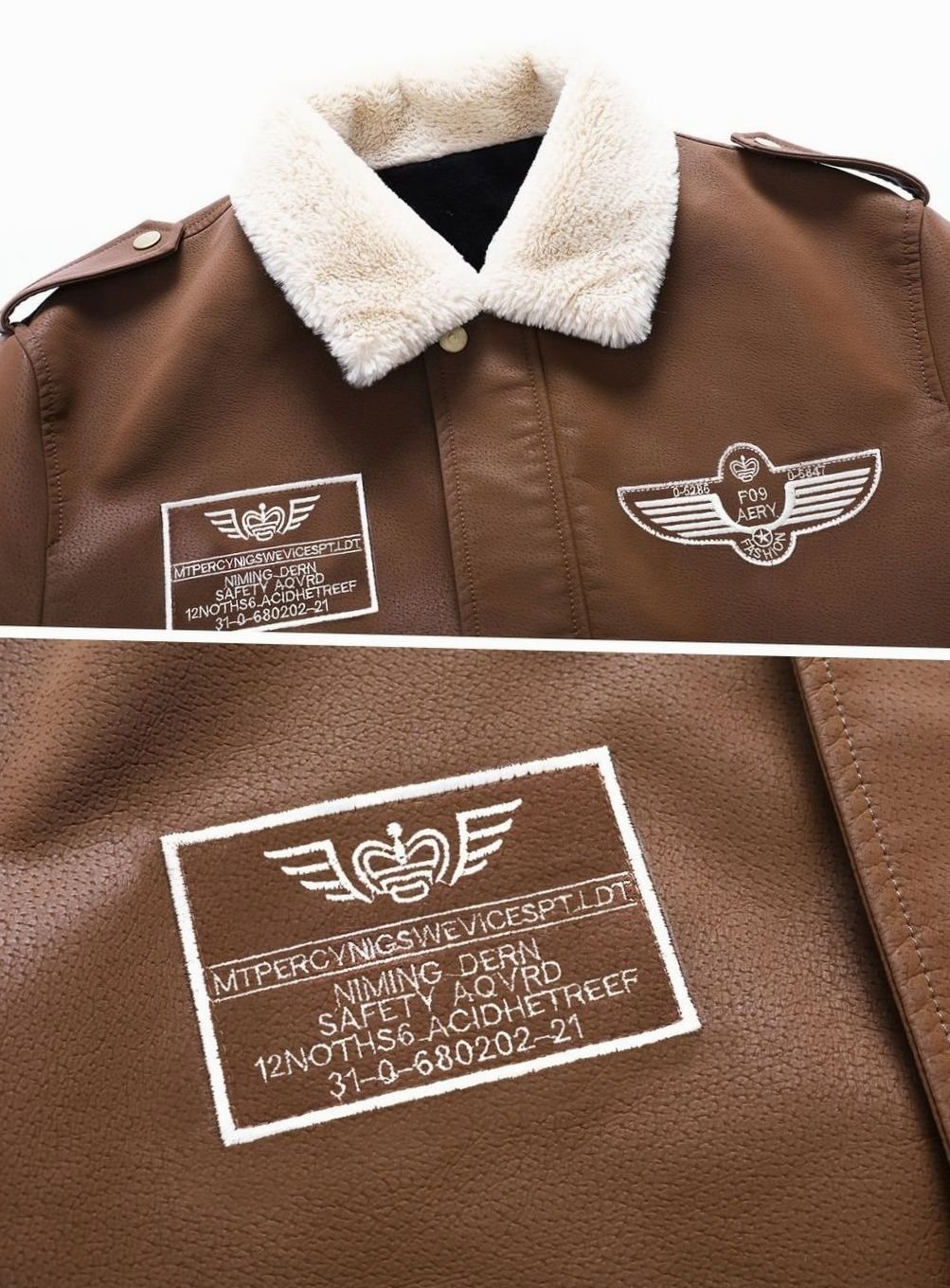 Sebastian | Men's Faux Leather Aviator Bomber Jacket Sherpa Collar