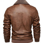 Owen | Men's Faux Leather Aviator Bomber Jacket Sherpa Collar
