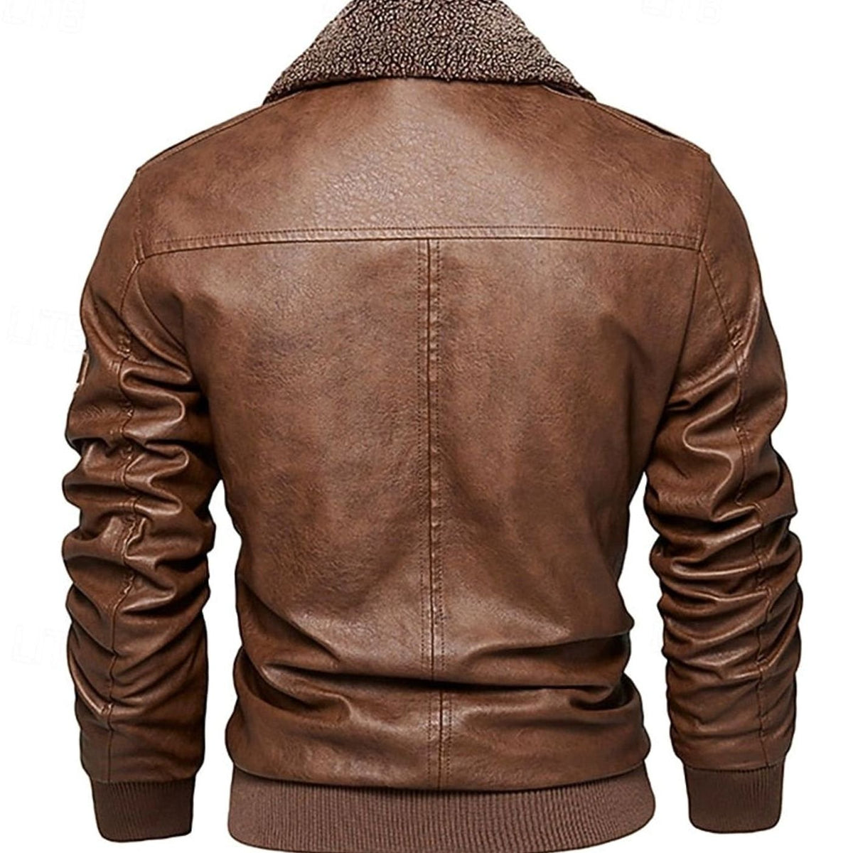 Owen | Men's Faux Leather Aviator Bomber Jacket Sherpa Collar