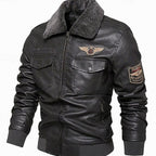 Owen | Men's Faux Leather Aviator Bomber Jacket Sherpa Collar