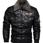 Owen | Men's Faux Leather Aviator Bomber Jacket Sherpa Collar