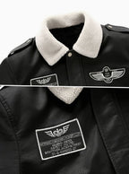 Sebastian | Men's Faux Leather Aviator Bomber Jacket Sherpa Collar