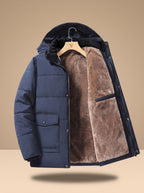 Samuel | Men's Fleece-Lined Hooded Quilted Puffer Jacket Snap Buttons