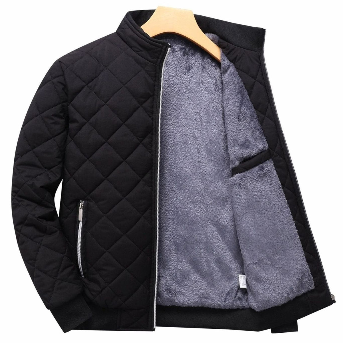 Caleb | Men's Fleece-Lined Quilted Bomber Jacket Full-Zip