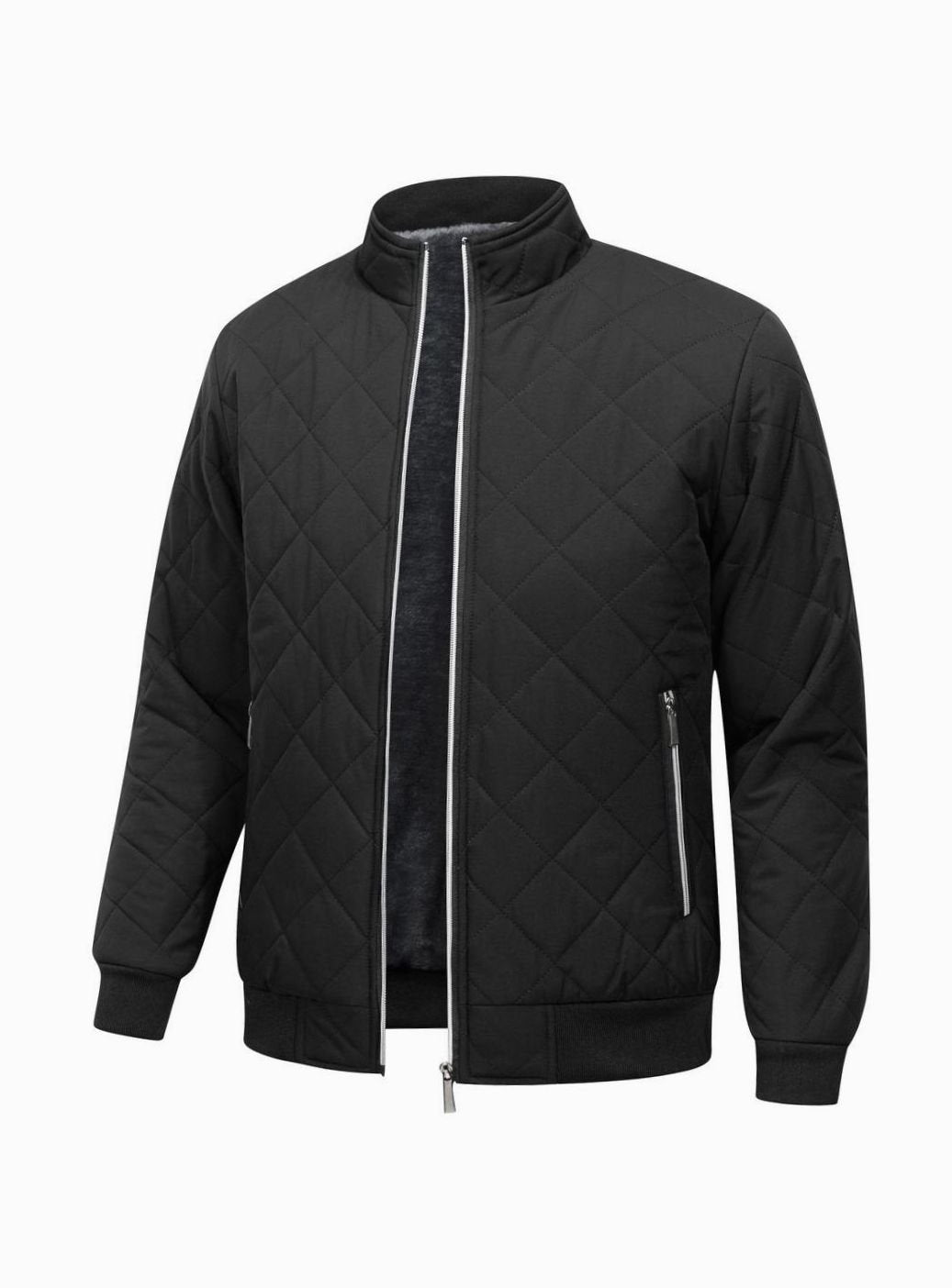 Caleb | Men's Fleece-Lined Quilted Bomber Jacket Full-Zip