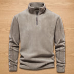Owen | Men's Fleece Quarter-Zip Stand-Collar Pullover Sweater, Khaki