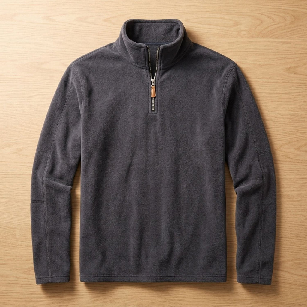 Owen | Men's Fleece Quarter-Zip Stand-Collar Pullover Sweater, Khaki