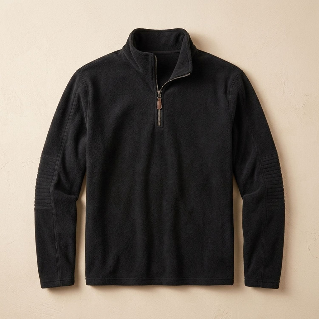 Owen | Men's Fleece Quarter-Zip Stand-Collar Pullover Sweater, Khaki