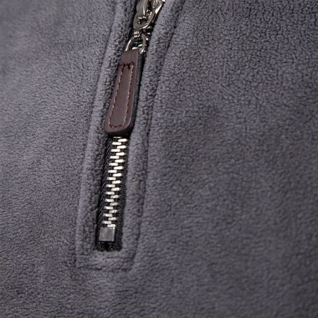 Owen | Men's Fleece Quarter-Zip Stand-Collar Pullover Sweater, Khaki