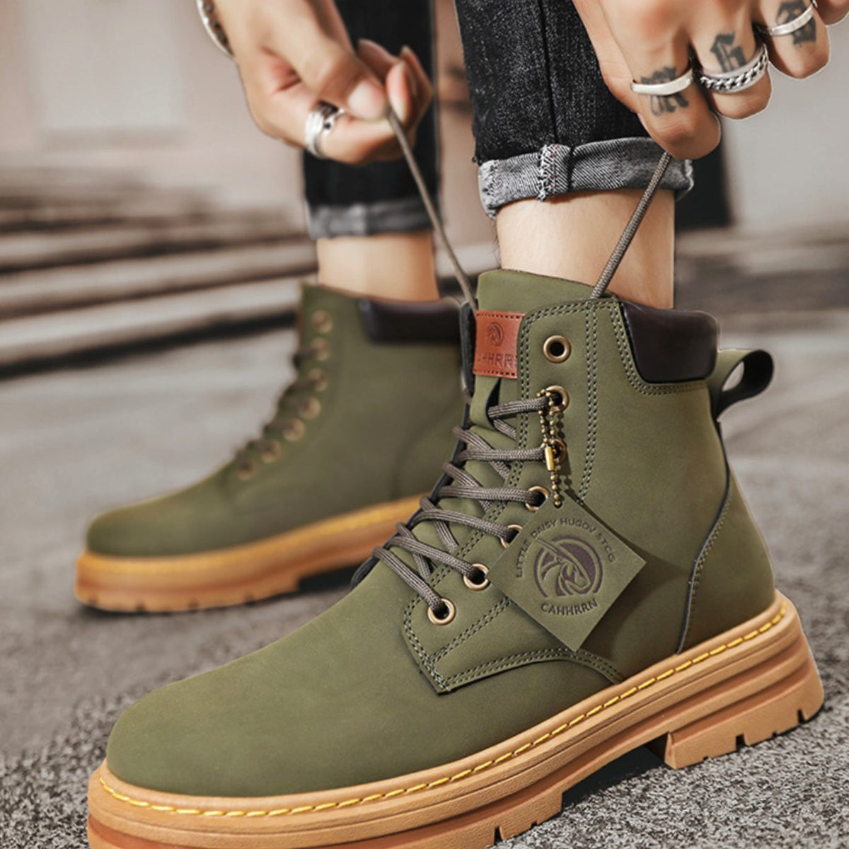 Ethan | Men's Heavy-Duty Ankle Lace Up Boots Rugged Work Style