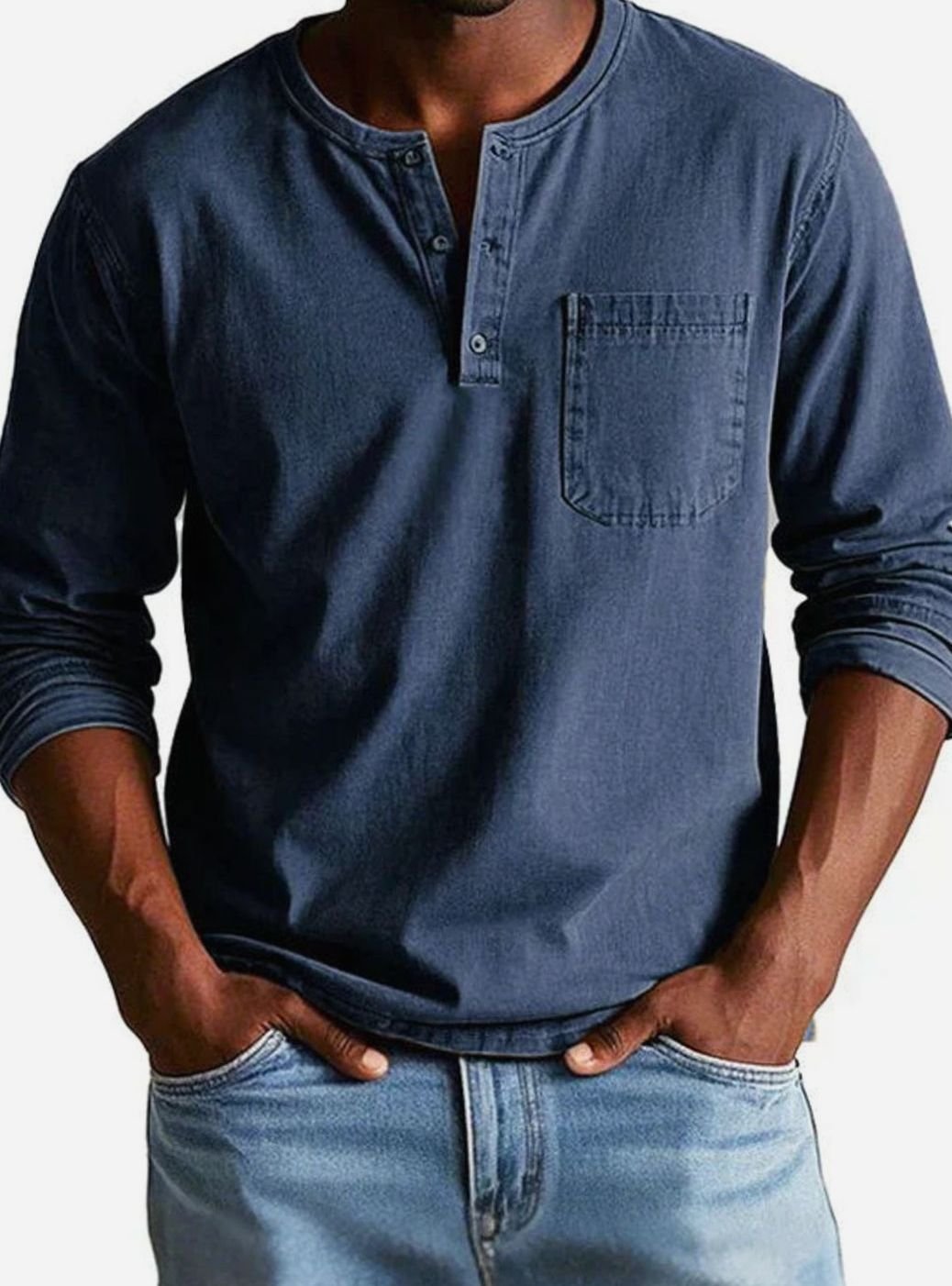 Owen | Men's Long Sleeve Chest-Pocket Henley Shirt