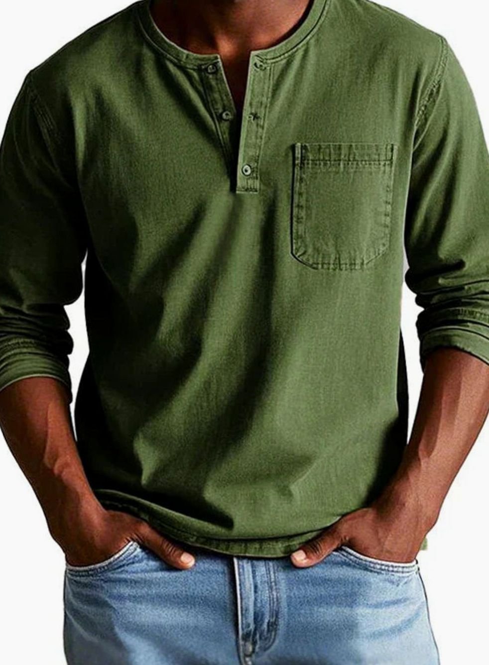 Owen | Men's Long Sleeve Chest-Pocket Henley Shirt