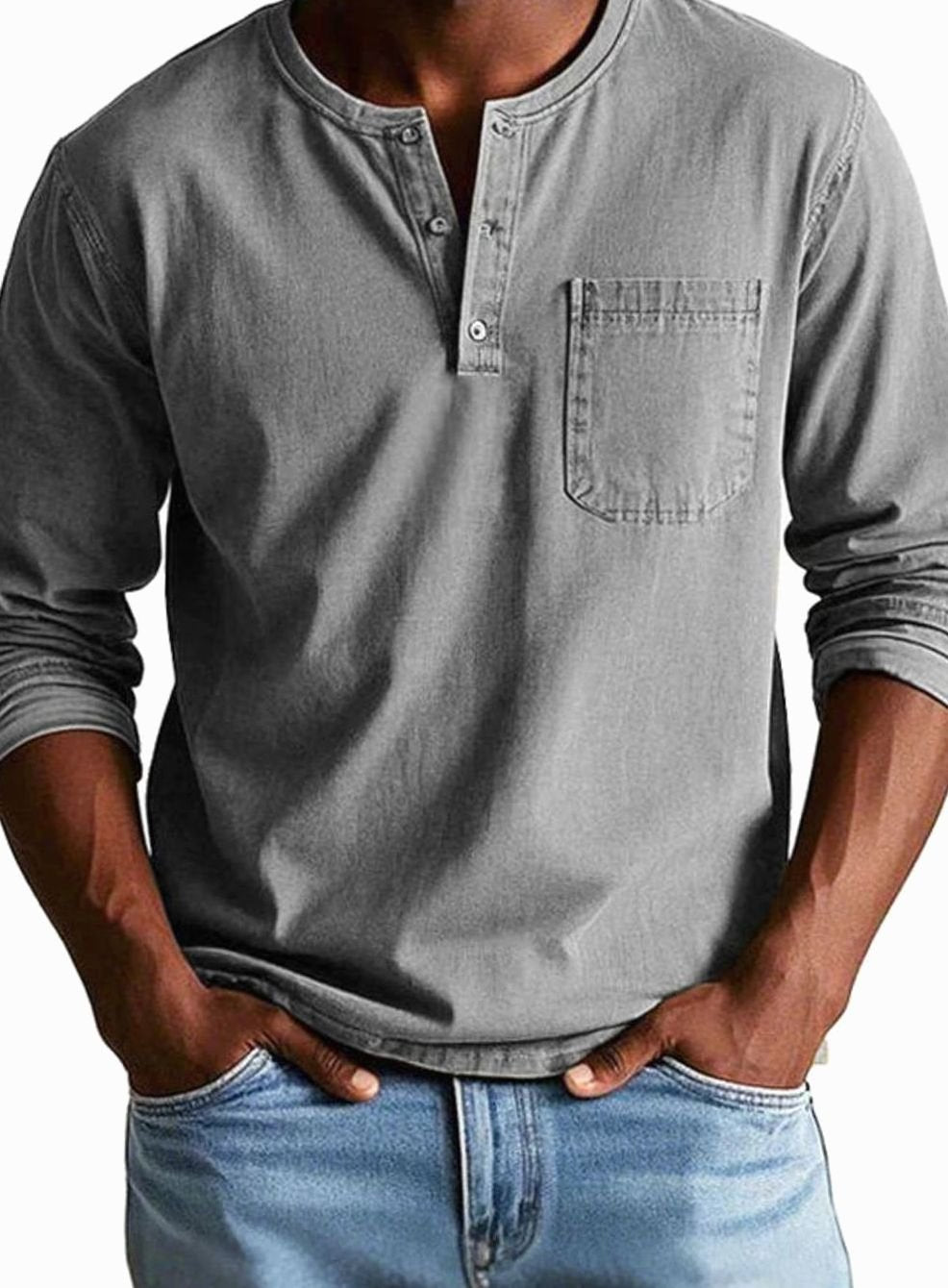 Owen | Men's Long Sleeve Chest-Pocket Henley Shirt