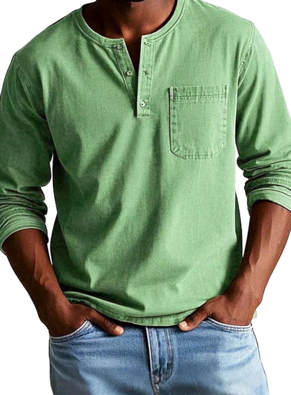 Owen | Men's Long Sleeve Chest-Pocket Henley Shirt