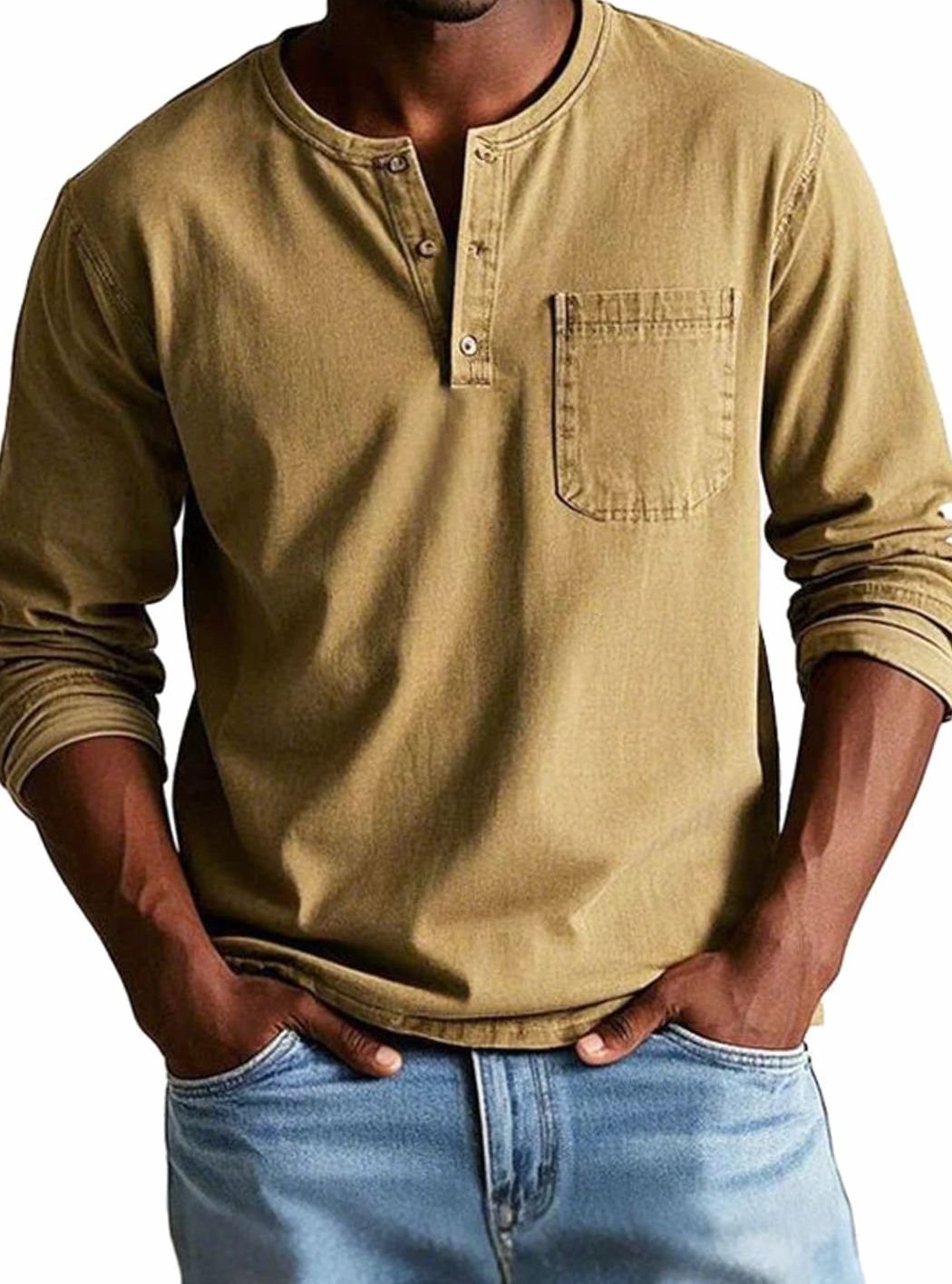 Owen | Men's Long Sleeve Chest-Pocket Henley Shirt