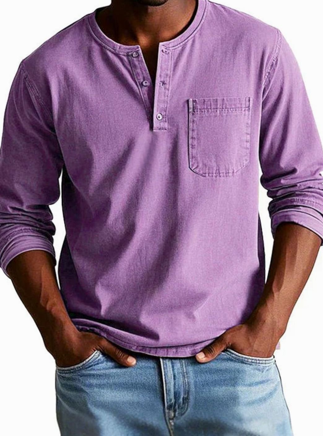 Owen | Men's Long Sleeve Chest-Pocket Henley Shirt