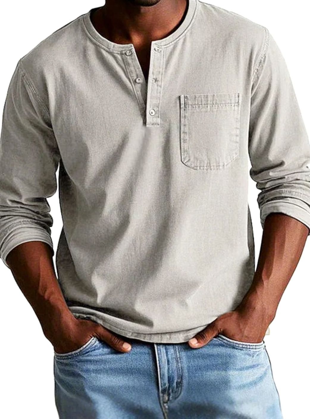 Owen | Men's Long Sleeve Chest-Pocket Henley Shirt