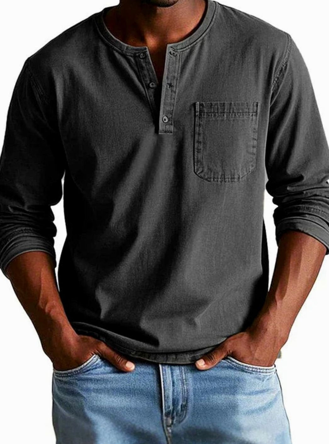 Owen | Men's Long Sleeve Chest-Pocket Henley Shirt