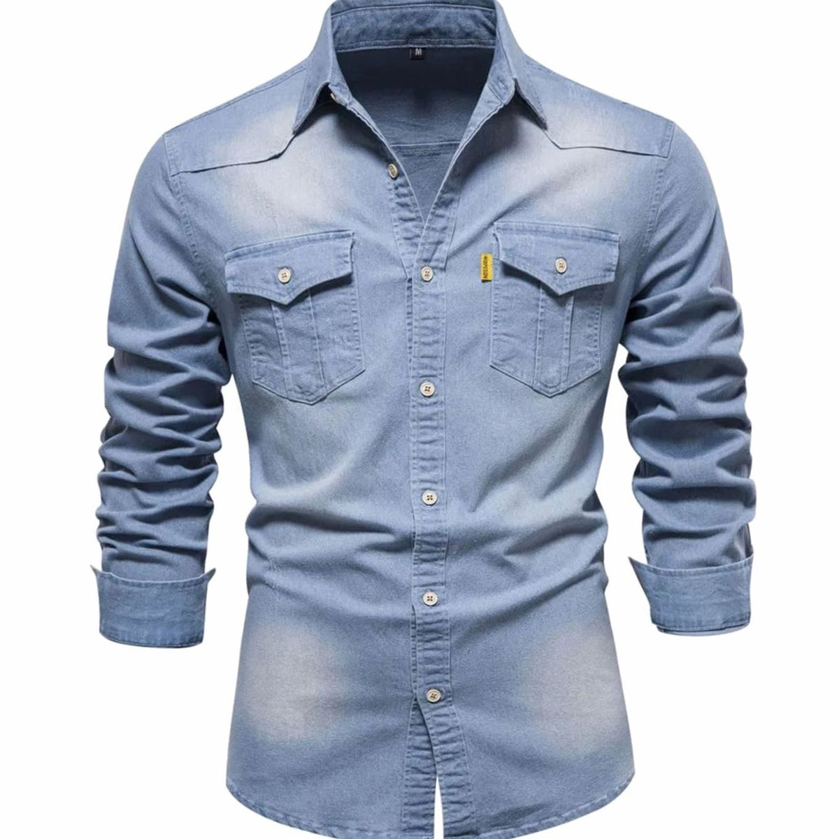 Matthew | Men's Long-Sleeve Dual-Pocket Denim Button-Up Shirt