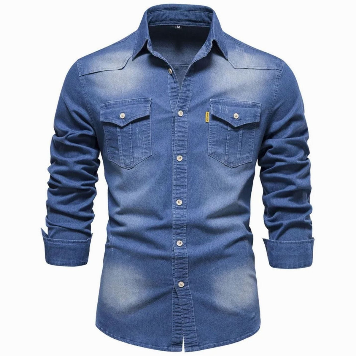 Matthew | Men's Long-Sleeve Dual-Pocket Denim Button-Up Shirt