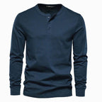 Ethan | Men's Long-Sleeve Henley Shirt Classic Button Neckline