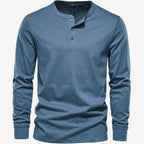 Ethan | Men's Long-Sleeve Henley Shirt Classic Button Neckline