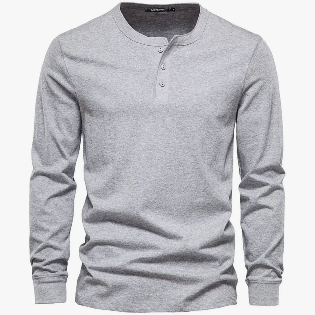 Ethan | Men's Long-Sleeve Henley Shirt Classic Button Neckline