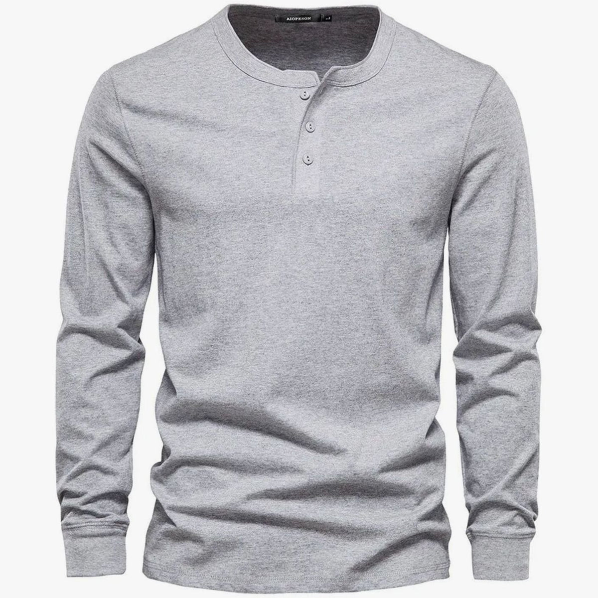 Ethan | Men's Long-Sleeve Henley Shirt Classic Button Neckline