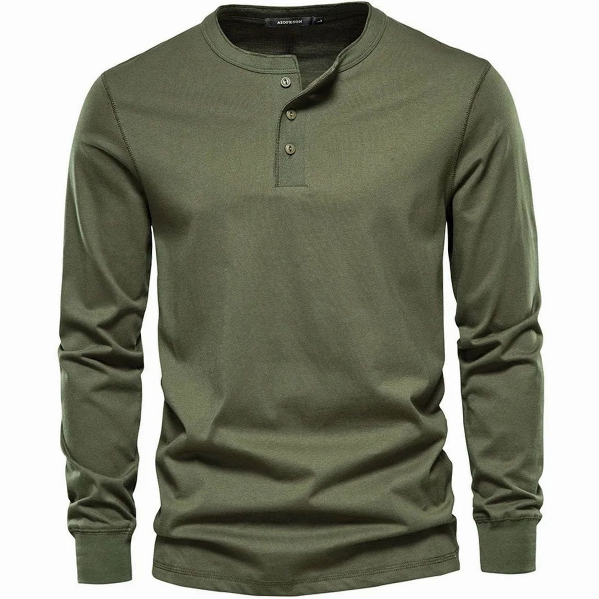 Ethan | Men's Long-Sleeve Henley Shirt Classic Button Neckline