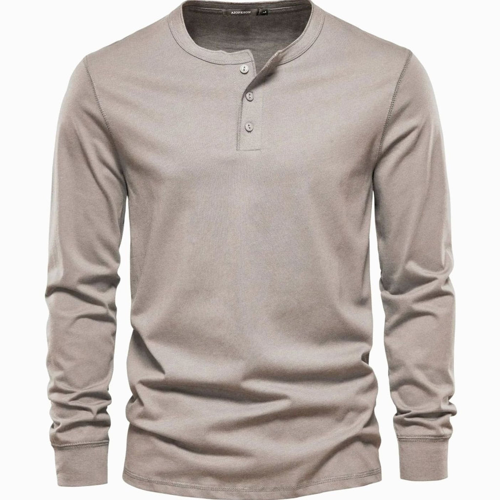 Ethan | Men's Long-Sleeve Henley Shirt Classic Button Neckline