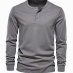 Ethan | Men's Long-Sleeve Henley Shirt Classic Button Neckline