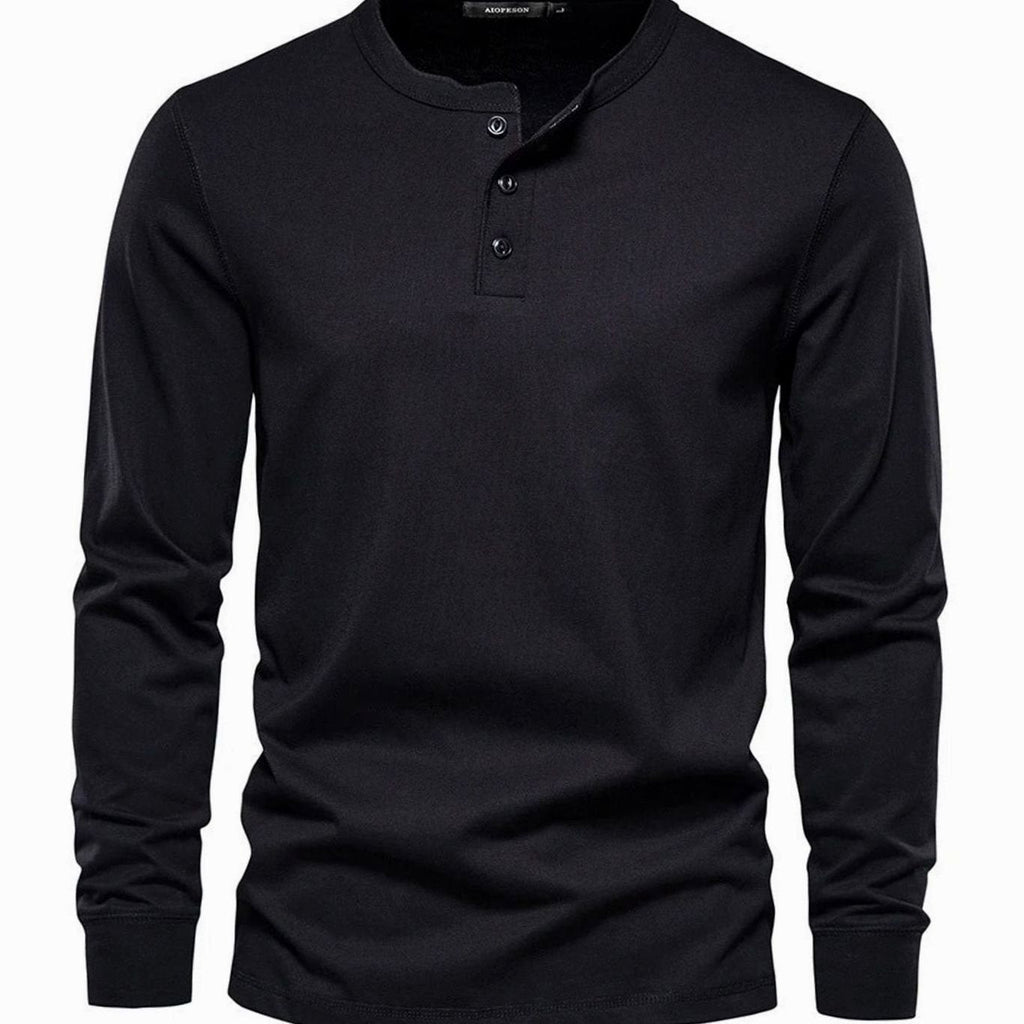 Ethan | Men's Long-Sleeve Henley Shirt Classic Button Neckline