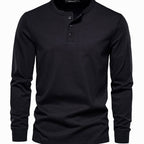 Ethan | Men's Long-Sleeve Henley Shirt Classic Button Neckline